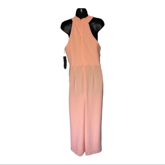 Rachel Roy pink blush crepe halter wide leg twist front midi jumpsuit size large - Picture 9 of 16